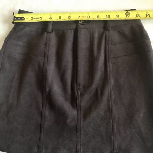 Good Luck Gem Brown Faux Suede Mini Skirt Size Small - Picture 4 of 5